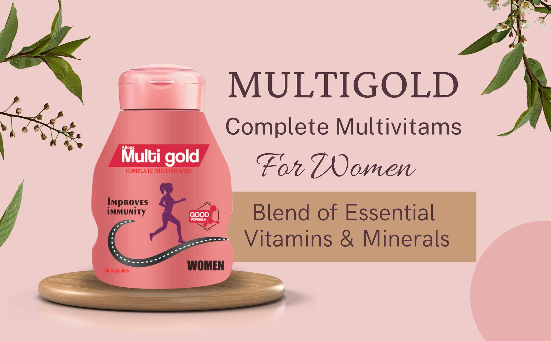 Multivitamins for Women with Ginseng Extract for Daily Immunity, Strong Bones, and Enhances Energy Level - 30 Tablets