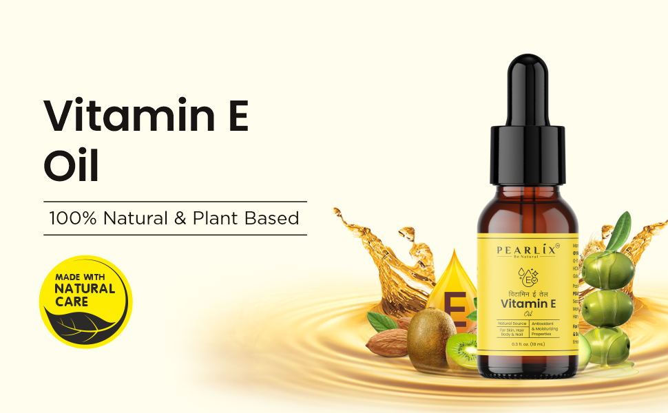 Vitamin-E Oil, Pure & Natural Plant Based Carrier Oil, For Skin, Hair & Body Care, Natural Antioxidant New Pack Each 10 ML (Pack of 5)