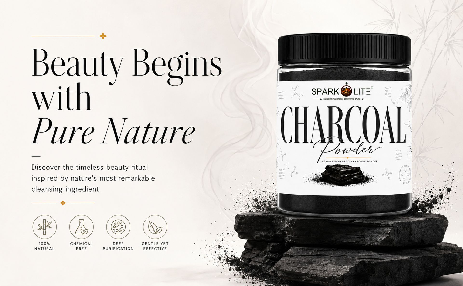 Activated Bamboo Charcoal Powder 100 Gram for Face, Hair & Body | 100% Natural Fine Powder | DIY Face Mask, Body Scrub, Hair Mask & Handmade Soap | Deep Cleansing Cosmetic Grade | No Chemicals