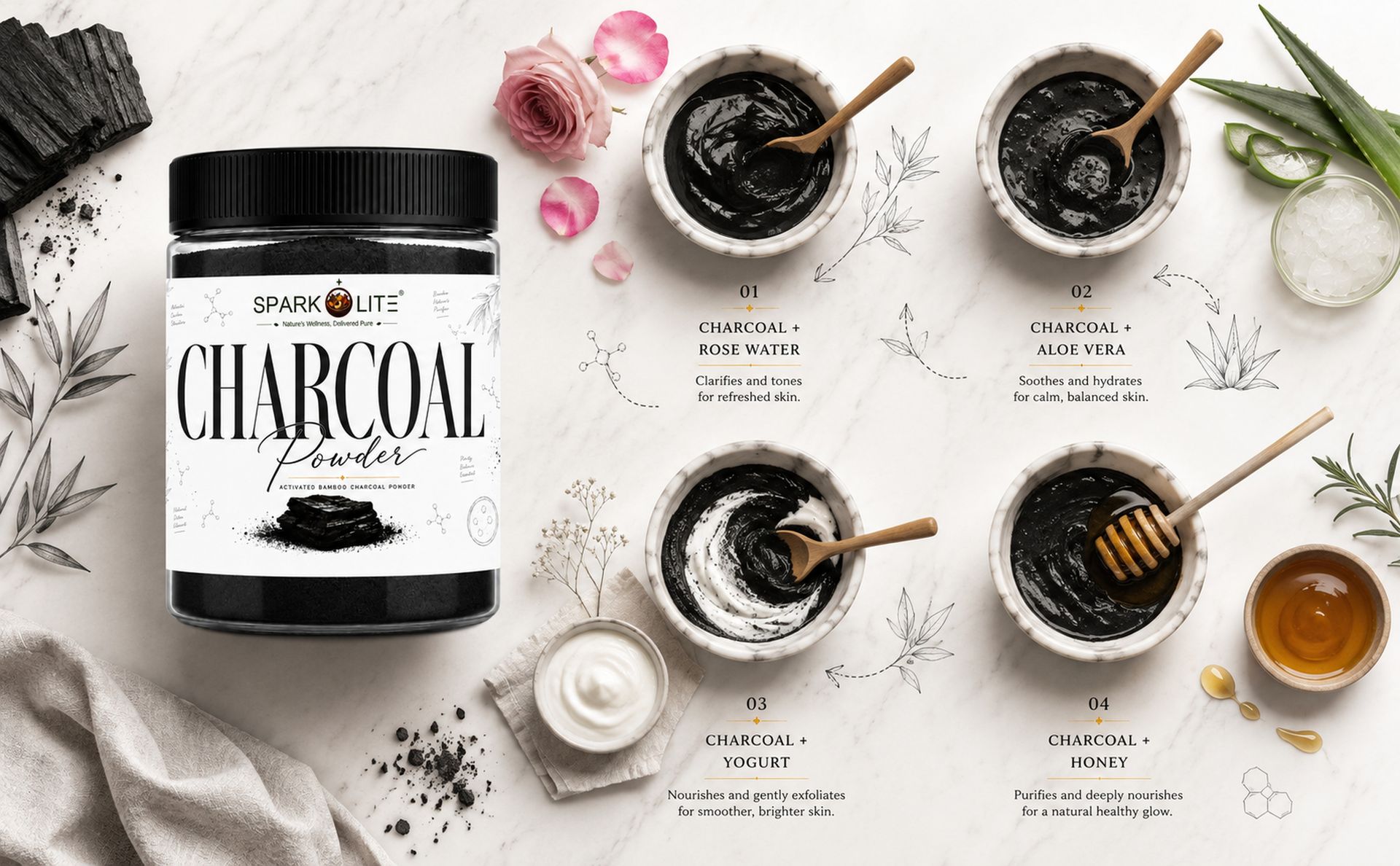 Activated Bamboo Charcoal Powder 100 Gram for Face, Hair & Body | 100% Natural Fine Powder | DIY Face Mask, Body Scrub, Hair Mask & Handmade Soap | Deep Cleansing Cosmetic Grade | No Chemicals