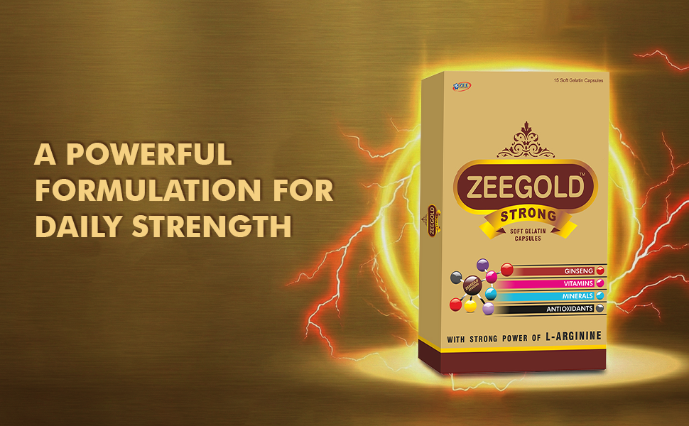 Zeegold Strong Soft Gelatin Capsules – Nutraceutical Multivitamin with Ginseng, L-Arginine, Vitamins, Minerals & Antioxidants (15 Capsule Each) - Pack of 04