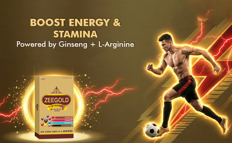 Zeegold Strong Soft Gelatin Capsules – Nutraceutical Multivitamin with Ginseng, L-Arginine, Vitamins, Minerals & Antioxidants (15 Capsule Each) - Pack of 04