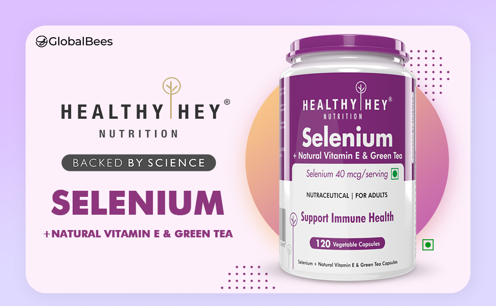 HealthyHey Nutrition Selenium & Natural Vitamin E + Green Tea, Supports Immune Health - 120 Veg Capsules