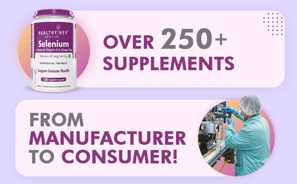 HealthyHey Nutrition Selenium & Natural Vitamin E + Green Tea, Supports Immune Health - 120 Veg Capsules