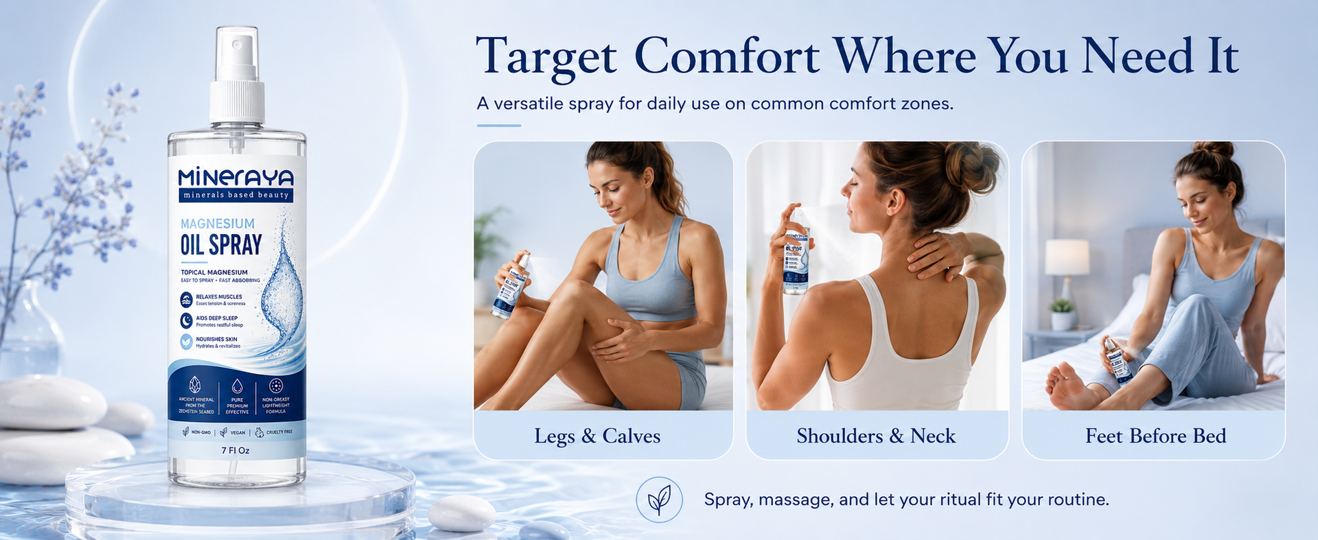 Magnesium Oil Spray. Topical Magnesium Chloride for Muscles Pain & Joints stiffness. Promotes Better Sleep & Muscle Recovery. Quick Absorbing, Non Greasy - 200ml