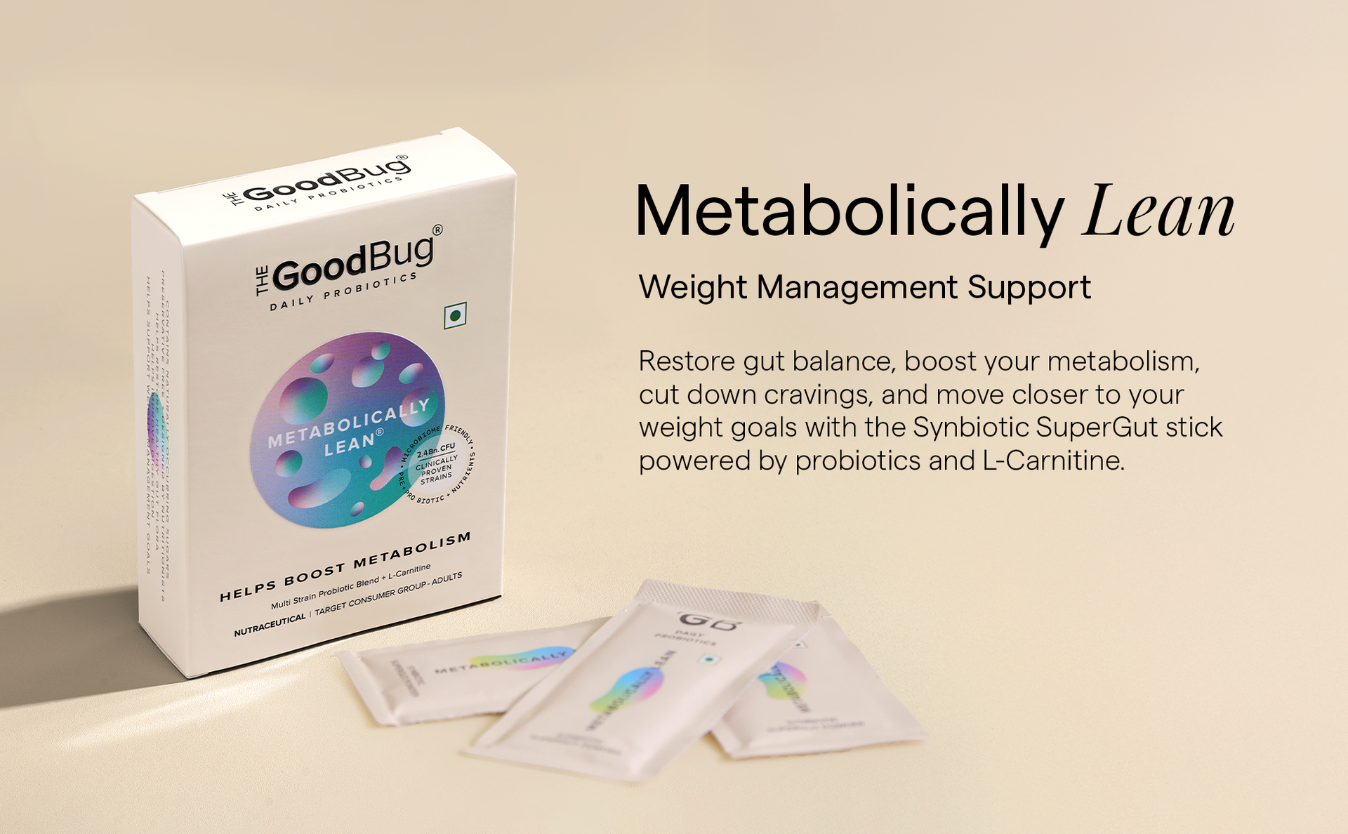 The Good Bug Metabolically Lean: SuperGut Powder | Weight Loss For Women & Men | Boost GLP-1 | Probiotics + L-Carnitine | Boost Metabolism & Reduces Cravings Naturally | 30Days Pack