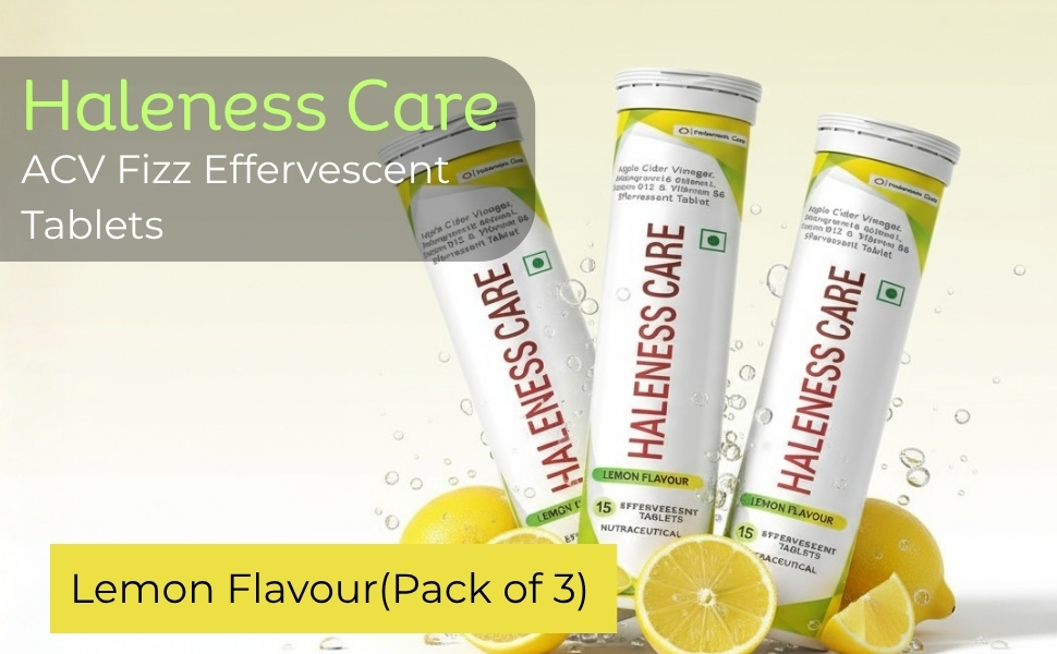 ACV Fizz Effervescent Tablets – Lemon Flavour – Apple Cider Vinegar with Vitamin B12 & B6 – 15 Sugar-Free Tablets – Supports Digestion, Energy & Gut Health (Pack of 3 (45 Tabs), Lemon)