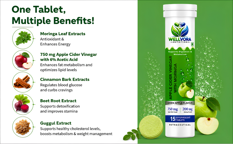 Apple Cider Vinegar with Moringa, 15 Tablets