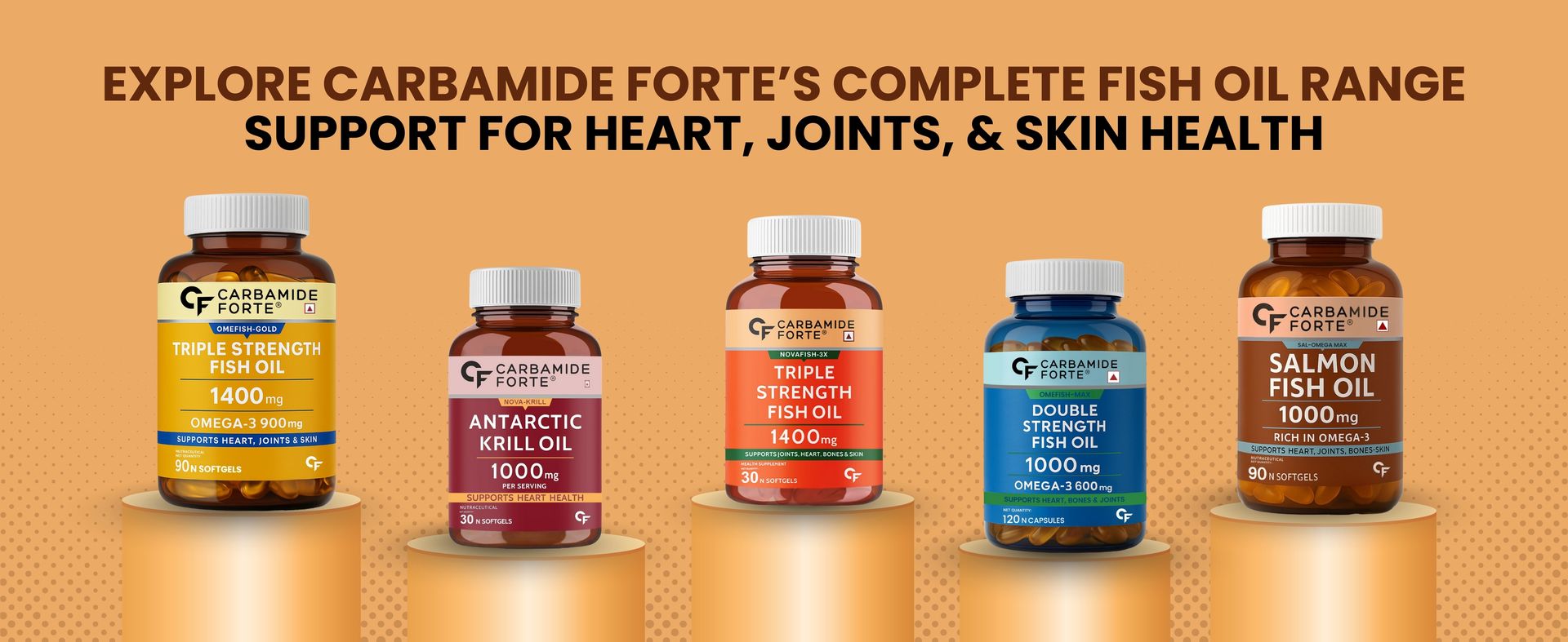 Carbamide Forte Salmon Omega 3 Fish Oil Capsules 1000mg | Salmon Fish Oil Omega 3 Capsule With Vitamin D3 + E For Men & Women | Omega3 Fishoil Supplement For Heart, Joints, Bones & Skin - 60 Softgels