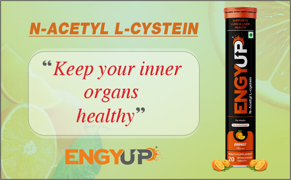 ENGYUP N-Acetylcysteine (NAC) Supplement 600mg | Respiratory & Lung Health Antioxidant | Healthy Liver | Skin Care | 20 Effervescent Tablets | Orange Flavor (Pack of 1)