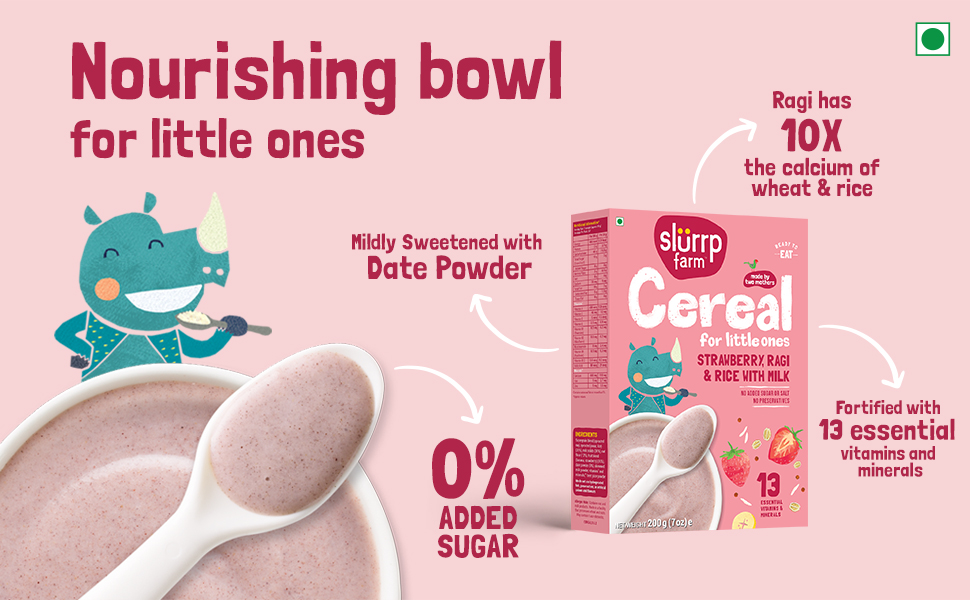 Slurrp Farm Baby Cereal, Ragi, Rice and Strawberry with Milk, Instant Healthy Wholesome Food, 200 g & Millet Dosa Instant Mix, Supergrains Spinach and Beetroot, Natural and Healthy Food, 150