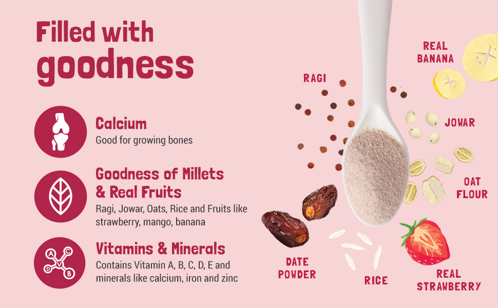 Slurrp Farm Baby Cereal, Ragi, Rice and Strawberry with Milk, Instant Healthy Wholesome Food, 200 g & Millet Dosa Instant Mix, Supergrains Spinach and Beetroot, Natural and Healthy Food, 150