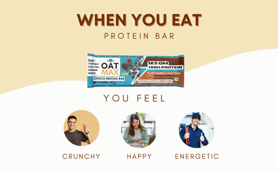 OATMAX PROTEIN OAT BAR- NUTRITION CASHEW CHOCO BAR- PACK OF 5 (40 GM EACH) 12.5 GM HIGH PROTEIN, FIBER, VITAMINS & MINERALS, NO PRESERVATIVES, 100% VEG, NO ADDED SUGAR, FOR ENERGY, FITNESS (CASHEW CHOCO)