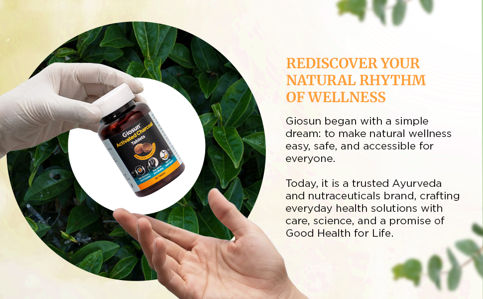 Giosun - Activated Charcoal | Gut Detox Tablets | Bloating & Gas Relief | Hangover Prevention | Quicker recovery | Internal Cleanse | Pure Coconut Shell Charcoal | 60 Tabs