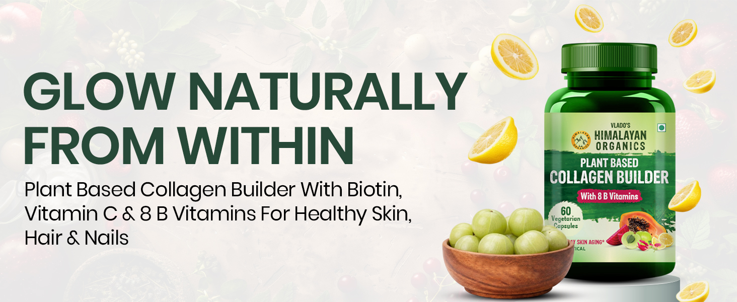 Vlado's Himalayan Organics Organic Collagen Builder for Hair and Skin With Biotin & Vitamin C (60 Capsules)