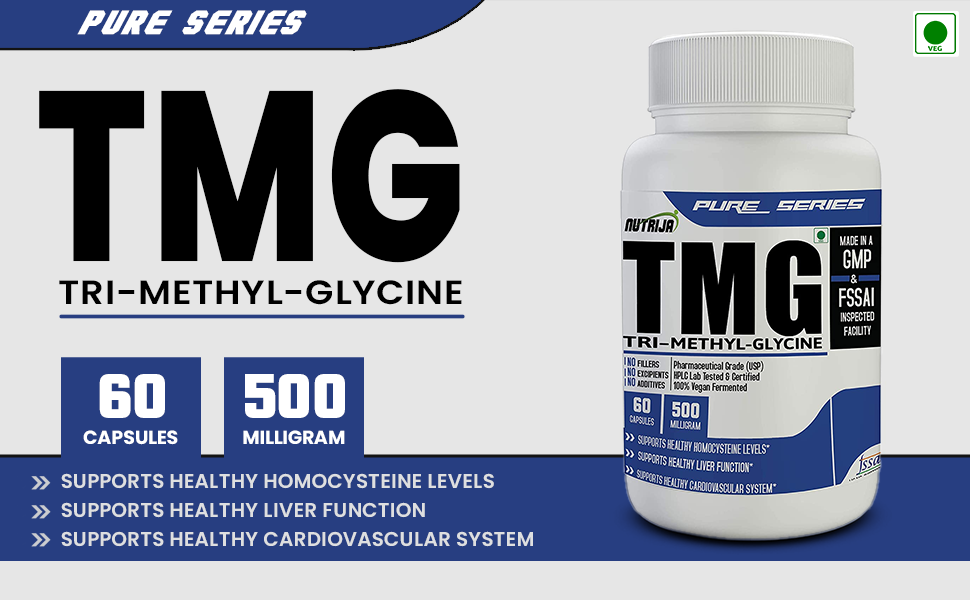 NutriJa Trimethylglycine TMG 500mg | Betaine Anhydrous Supplement | 60 Veg Capsules | Supports Methylation & Healthy Homocysteine Metabolism