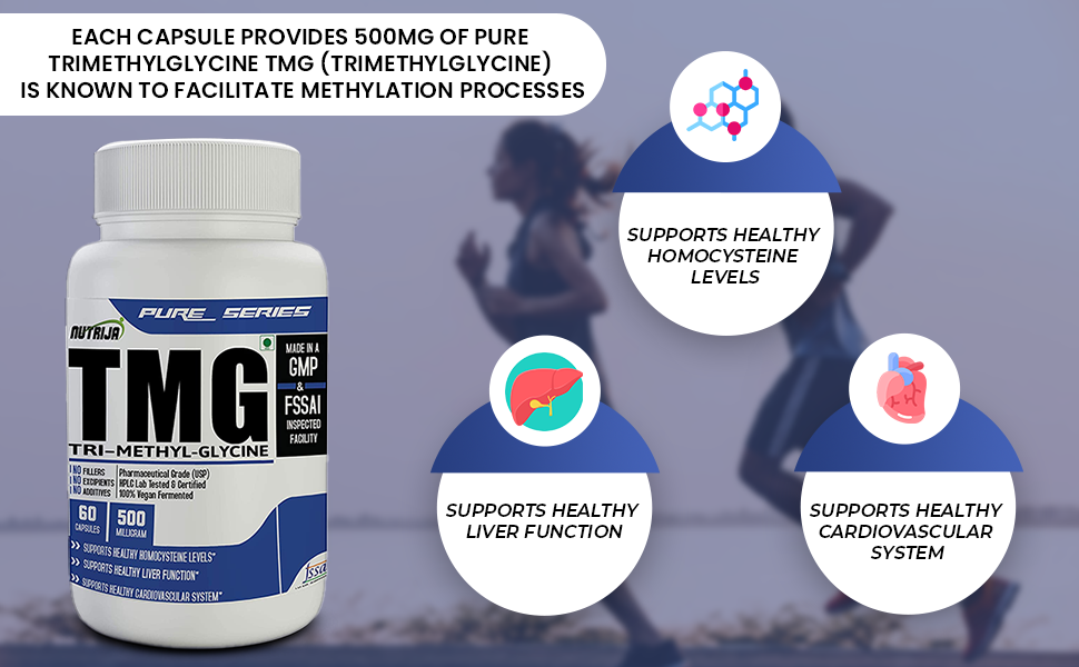 NutriJa Trimethylglycine TMG 500mg | Betaine Anhydrous Supplement | 60 Veg Capsules | Supports Methylation & Healthy Homocysteine Metabolism