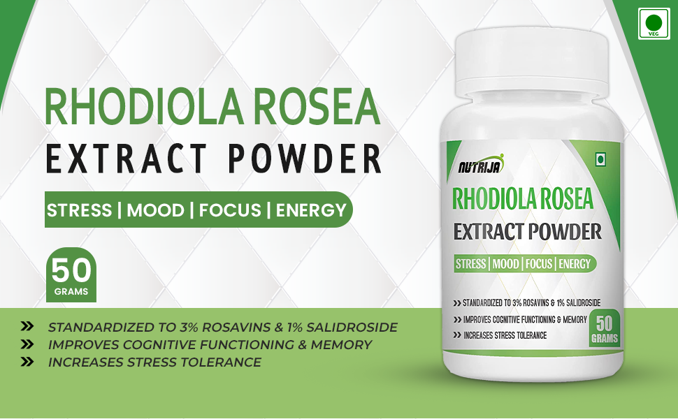 NutriJa Rhodiola Rosea Root Extract Powder | Standardized to 3% (50 Grams)