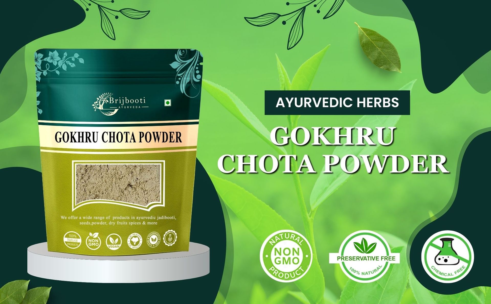 Birju Mahavir Gokhru Powder - Gokshura Powder, Multi-colored, 100 gram