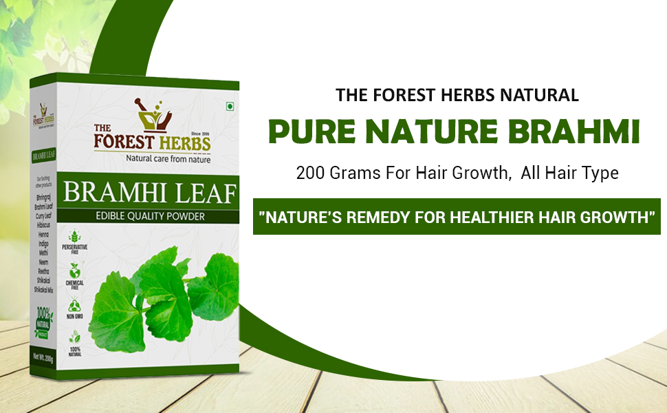 The Forest Herbs Natural Care from Nature Brahmi Leaf Powder, for Manage Stress & Boost Brain Health & Preservative Free, 200 g