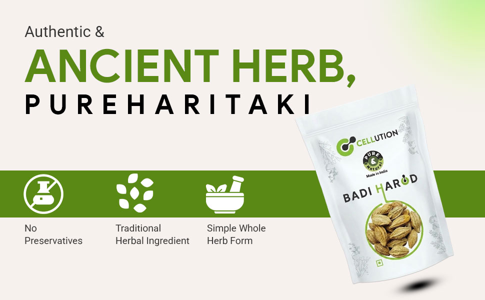 CELLUTION Badi Harad (Sabut) - 200gm Haritaki | Karakkaya | Yellow Terminalia Chebula | Kadukkai | Haritaki Natural | Inknut Whole | Harad Badi Pili | (200 Grams)