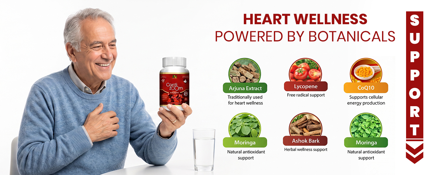 ANC Cardizoom with Arjuna Extract & Moringa Extract Heart Health Supplement Veg (60 Capsules) for Men & Women (Pack of 2)