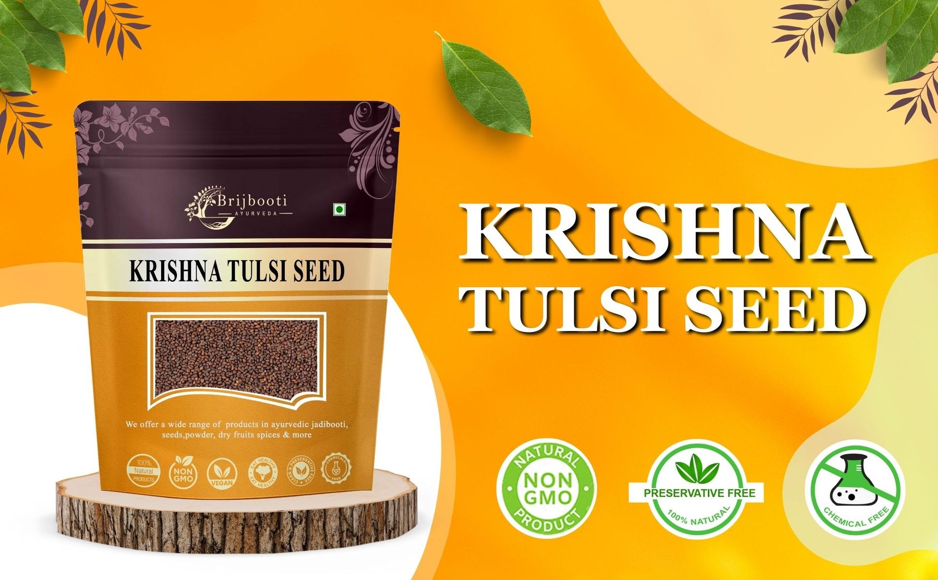 Brijbooti Krishna Tulsi Seeds For Eating (200 Gr) - Shyama Tulsi - Black Tulsi Seeds - Tulsi Seeds