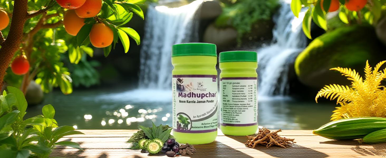 LA BOTANIQUE Madhupchar Neem Karela Jamun Powder for Blood Sugar Management - 100g | Ayurvedic Herbal Supplement Powder for Glucose Support & Metabolism | Natural Ingredients with Shilajit & Gudmar