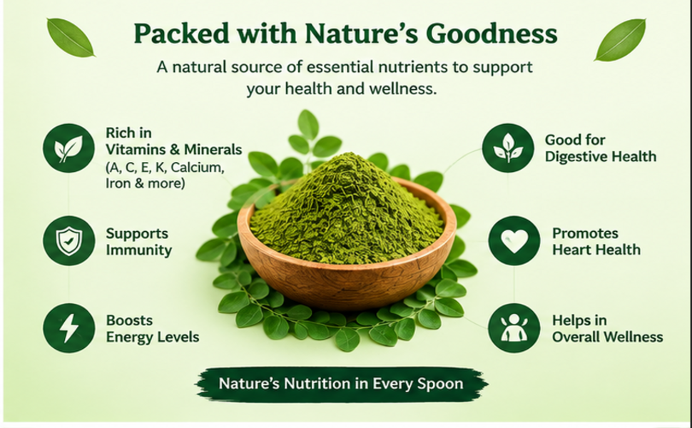 GenMoringa Moringa Leaf Powder 100% Pure Natural Moringa Powder Plant Based No Additives No Preservatives Rich in Nutrients for Daily Wellness 100g