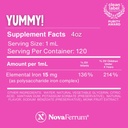 NovaFerrum Yummy | Pediatric Drops Liquid Iron Supplement for Infants and Toddlers | Liquid Iron for Kids | 15mg of Iron