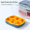 Weekly Pill Case Organizer, Small Travel Pill Box Planner 6 Tray, Cute Pocket Purse Daily Medicine Dispenser Reminder for Vitamin, Supplement, Fish Oil, Capsules, Tablet, Meds Storage Sorter 6