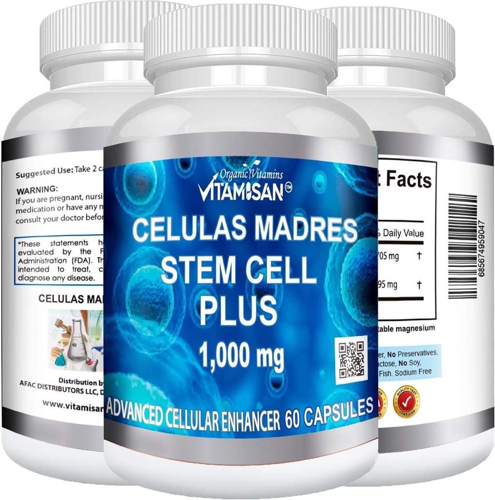 Celulas Madres 60 Capsules Vitamisan 1000 mg Aphanizomenon Flos-aquae Blue Green Algae AFA Stem Natural Cell 4