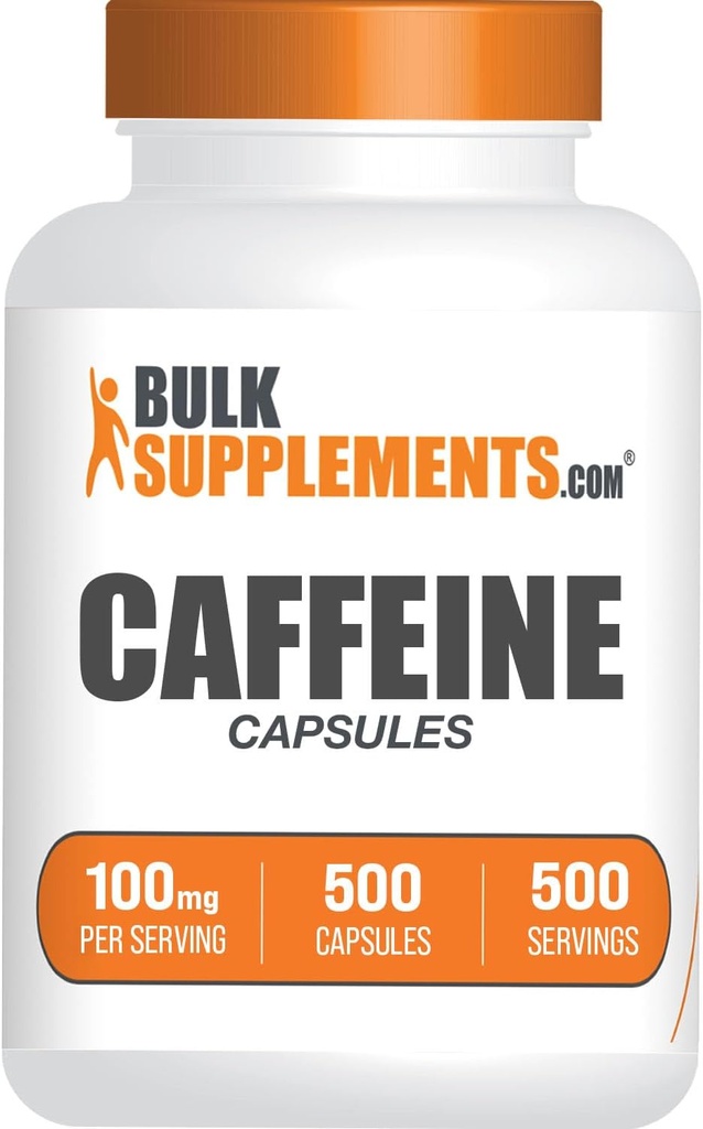 BulkSupplements.com Caffeine 100mg Capsules - Caffeine Supplements, Caffeine Pills 100mg - for Energy Support, 1 Caffeine Capsule per Serving, 500 Capsules (Pack of 1) 2