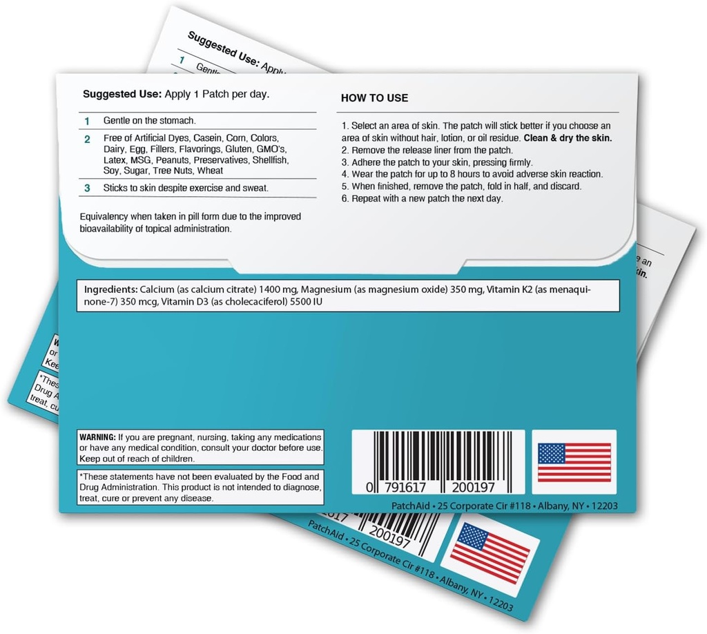 PatchAid D3/Calcium Topical Patch | Supports Bone Strength & Calcium | 8 Hour Wear for Better Absorption | 30 Day Supply 4