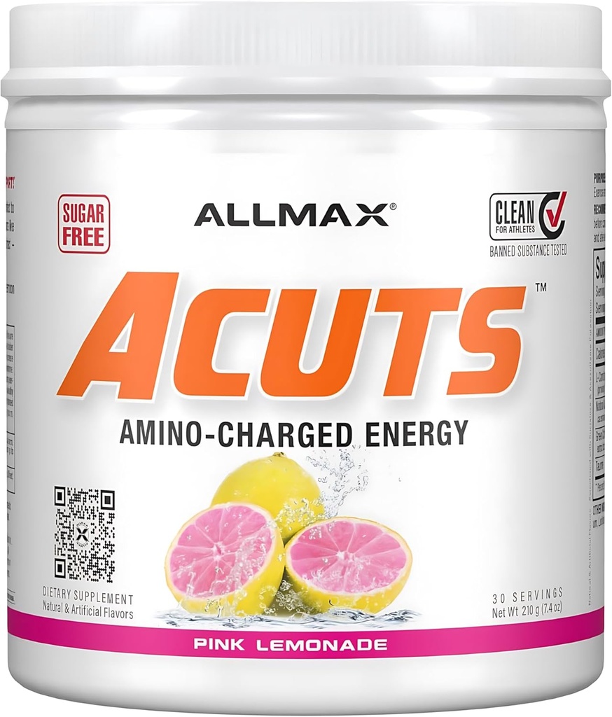 ALLMAX Nutrition AMINOCUTS (ACUTS), Amino-Charged Energy Drink with Taurine, L-Carnitine, Green Coffee Bean Extract, Pink Lemonade, 30 Servings 2