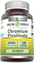 Amazing Formulas Chromium Picolinate Supplement | 200 Mcg Per Serving | Tablets | Non-GMO | Gluten Free | Made in USA (120 Count) 2