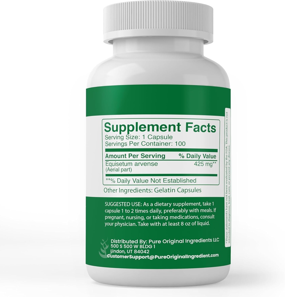 Pure Original Ingredients Horsetail, (100 Capsules) Always Pure, No Additives or Fillers, Lab Verified 3