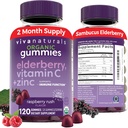 Viva Naturals Organic Sambucus Elderberry Gummies for Adults (120 Count) - 3in1 Black Elderberry Vitamin C and Zinc Immune Support Gummies, Chewable Elderberry Supplements, Zinc Immunity Gummies 2