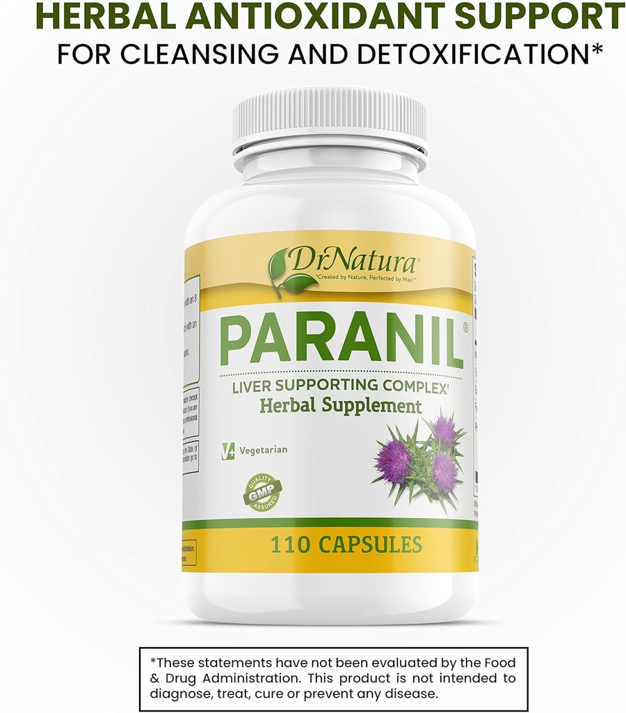 DrNatura Paranil® Liver & Colon Cleanse - 17 Herbal Complex with Milk Thistle for Detoxification, 110 Vegetarian Capsules 3
