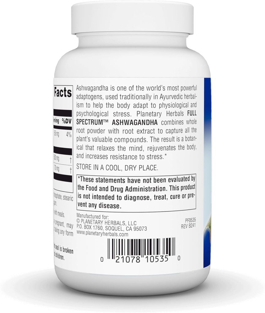 Planetary Herbals Ashwagandha Full Spectrum 570 mg, Rejuvenating Tonifier,120 Tablets 4