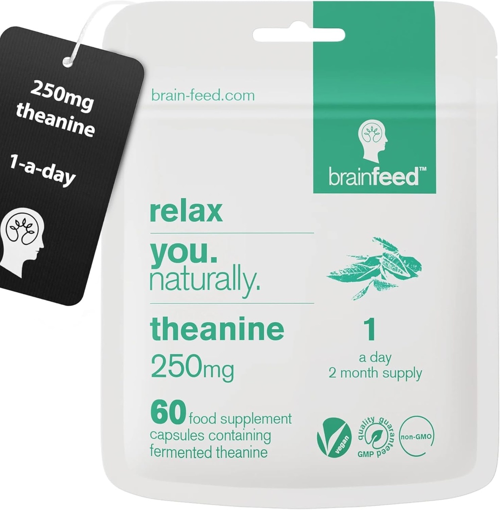 Pure L theanine Supplement (60) | 250mg l theanine Capsules – 1 a Day | Stress Relief Supplement & Calm aid | GABA Supplement Support | Lab-Tested | Vegan 2