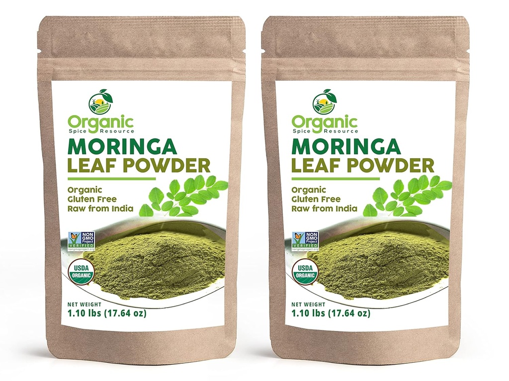 Organic Moringa Powder - 35.28 oz | Pack of 2 | USDA Organics, Non-GMO, Kosher, Halal, Moringa Olifera Powder - 100% Raw and Natural, by OSR 2