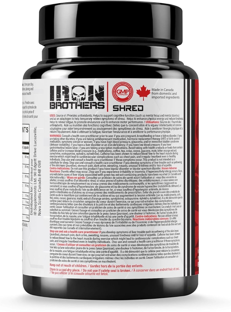 Iron Brothers Supplements Shred for Men & Women | Strong Appetite Suppressant for Weight Loss Management | Supports Cognitive Function Promotes Endurance Increases Energy - Fat Burner - Reduce Craving 4