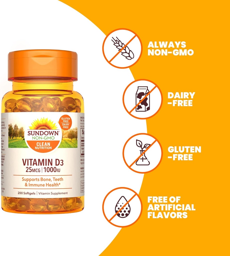 Sundown Vitamin D3, 200 Softgels 5