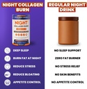 Night Collagen Burn - Weight Loss & Belly Fat Burner & Sleep Aid for Women & Men | Sleep Support for Bloating & Metabolism, Appetite Suppressant | Supports Skin, Hair, Nails & Joints | 30 Servings 5