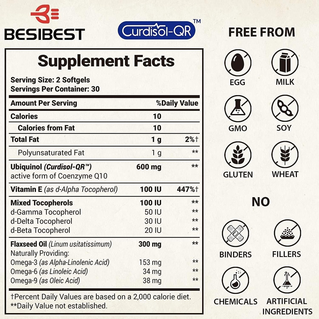 CoQ10 600mg 1PCS Bundle with 800mg Liposomal CoQ10 Ubiquinol Supplement 1PCS 5