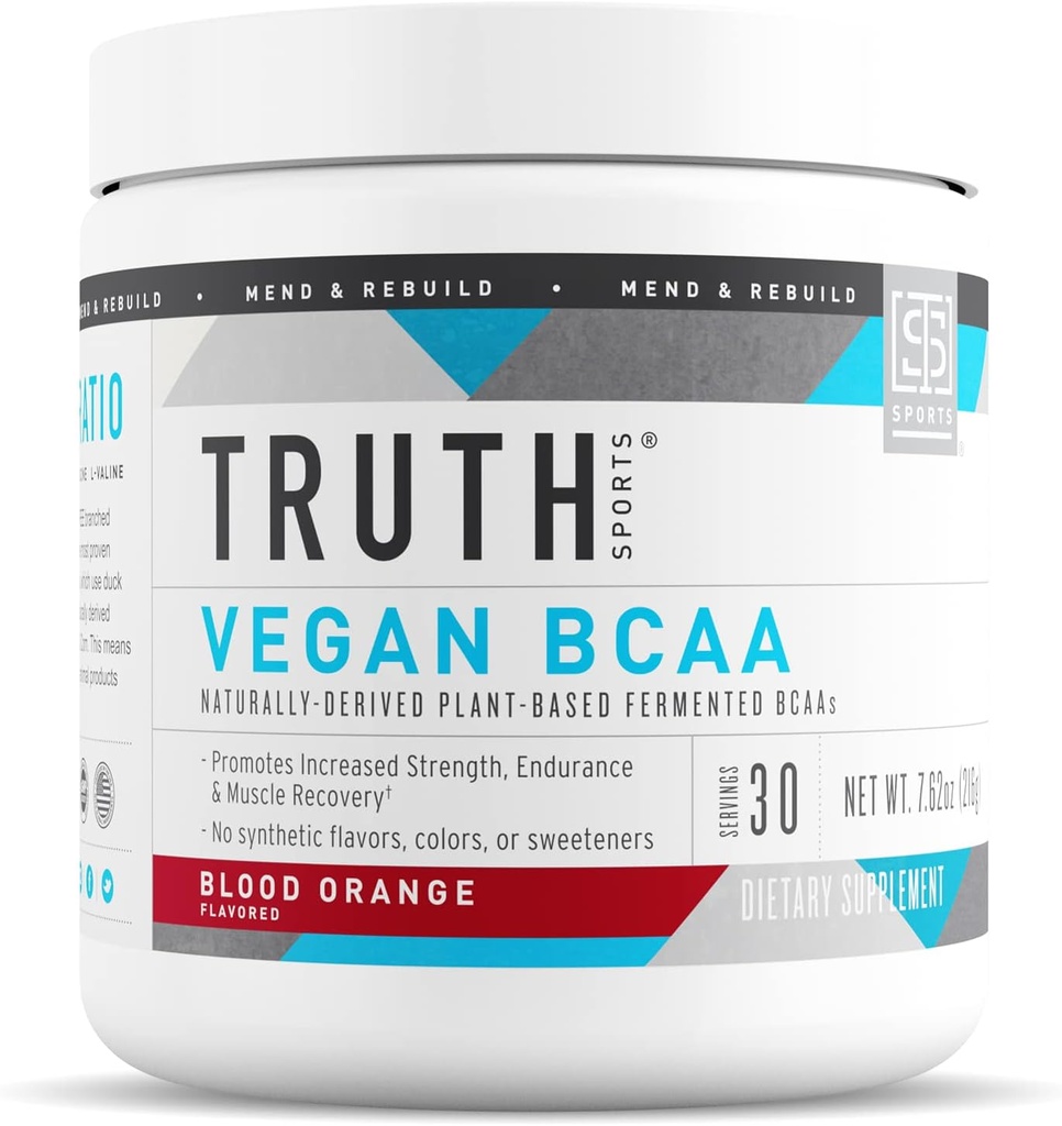 Truth Nutrition Vegan BCAA Powder- 2:1:1 Ratio Natural BCAAs Amino Acids Powder for Energy, Muscle Building, Post Workout Recovery Drink for Muscle Recovery (Blood Orange, 30 Servings) 2