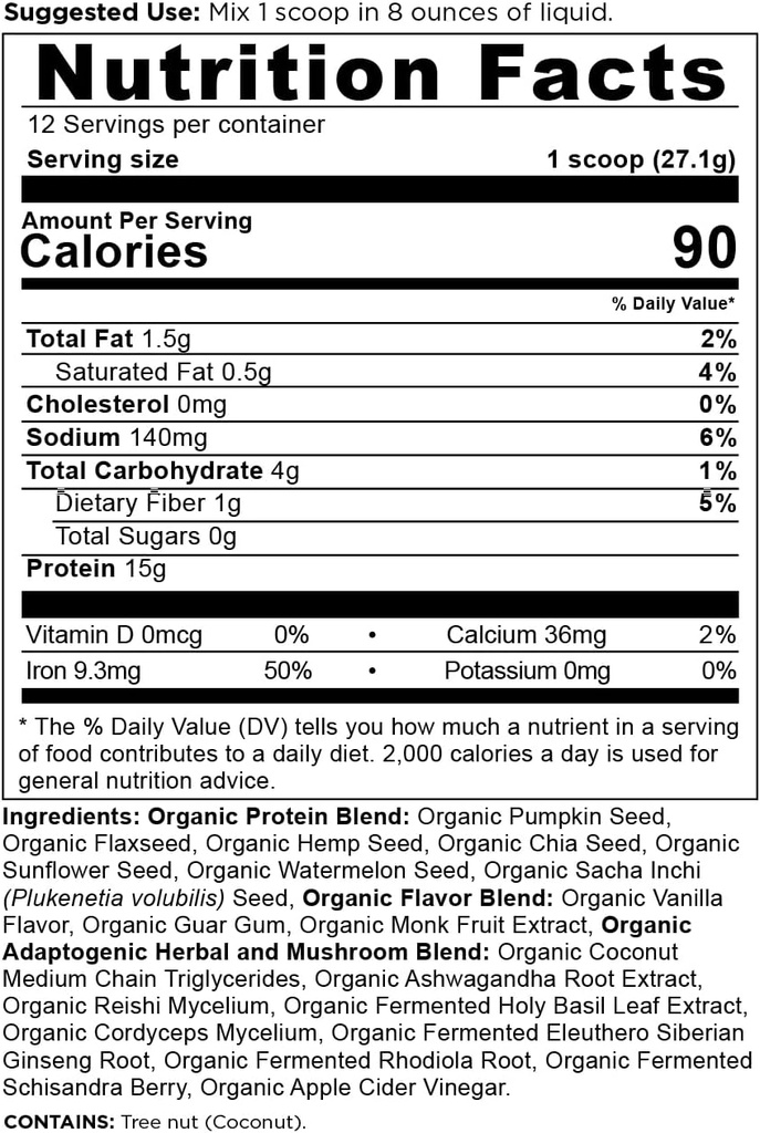 Ancient Nutrition Organic Plant Protein +, Vegan Plant Based Protein Powder, Vanilla, Formulated by Dr. Josh Axe, Dairy-Free, Gluten-Free, Non-GMO, No Sugar Added, Paleo Friendly Supplement 11.5 oz 3