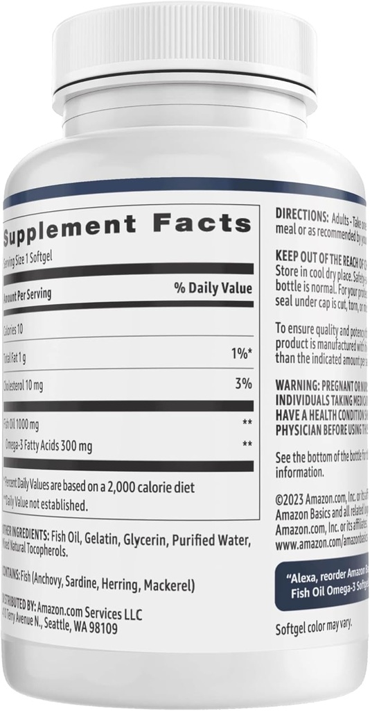 Basics Fish Oil Omega-3 1000 mg, 90 Softgels (1 per Serving), Gluten Free (Pack of 2) 3