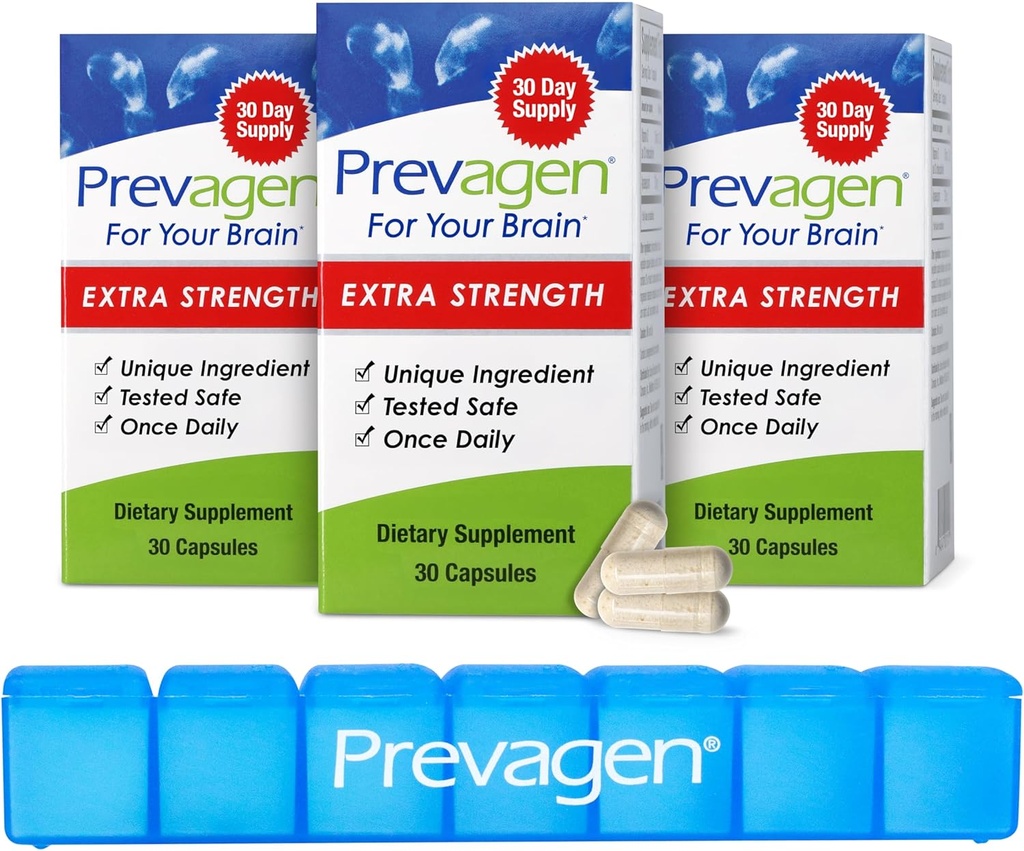 Prevagen Extra Strength - 60 Capsules (2 Month Supply) | Formulated for Your Brain | 20mg of Apoaequorin Plus Vitamin D3 with 7-Day Pill Minder 5